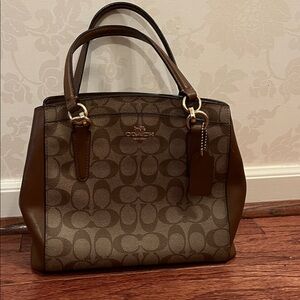 Coach Tan and Brown Signature Satchel